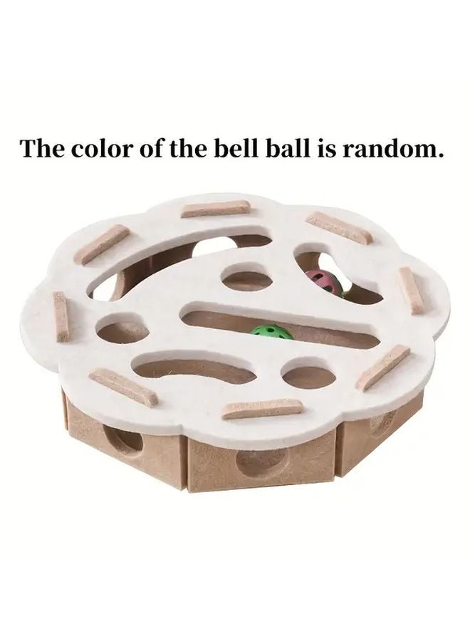 أخضر بني زهرة صندوق اللغز التفاعلي للقطط مع خدش وحفر بصمة القدم - Image 2