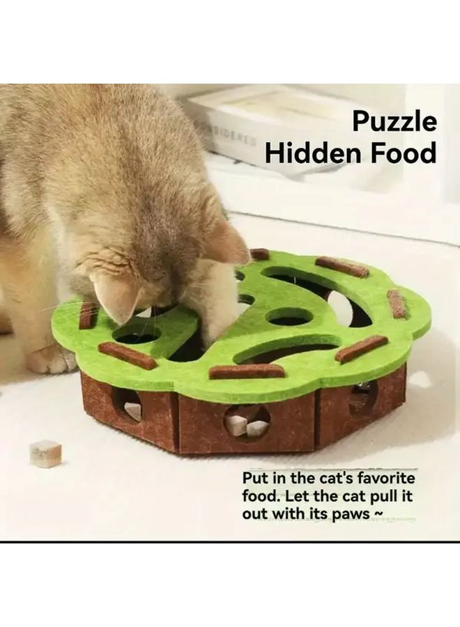 أخضر بني زهرة صندوق اللغز التفاعلي للقطط مع خدش وحفر بصمة القدم - Image 4