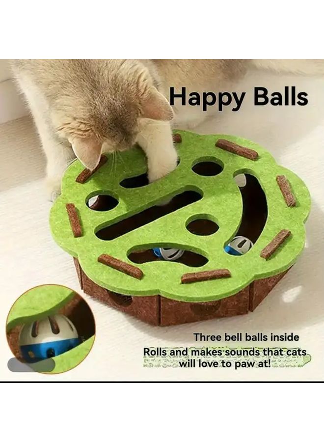أخضر بني زهرة صندوق اللغز التفاعلي للقطط مع خدش وحفر بصمة القدم - Image 5
