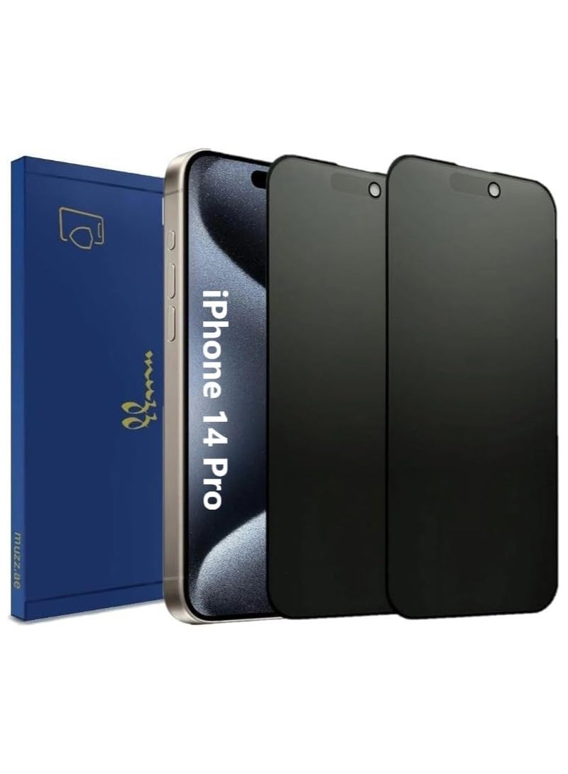 [2-Pack] iPhone 14 Pro Matte Privacy Ceramic Screen Protector Film, Matte, Anti-Spy, Full Adhesive, Flexible,[Not A Glass], Anti-Spy Full Adhesive Flexible Film For iPhone 14 Pro 5G