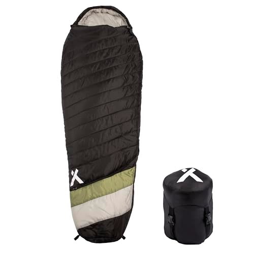 Bear Grylls 15 Degree Sleeping Bag for Adults 3-4 Season, for Cold Weather, Backpacking, Camping, Survival, Hiking, with Compression Sack and Ergonomic Adjustable Hood - Black - Image 1