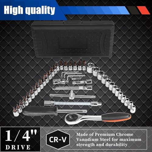 NEATOZONE Zsigns Tool Kit&Screwdriver Socket Set Combination Wrench With 1/4" Ratchet Handle Screw Driver Automobile Motorcycle Box Hardware Auto Car Repair Wrenches For Home Use(46 Pcs Tool Kit Set) - Image 3