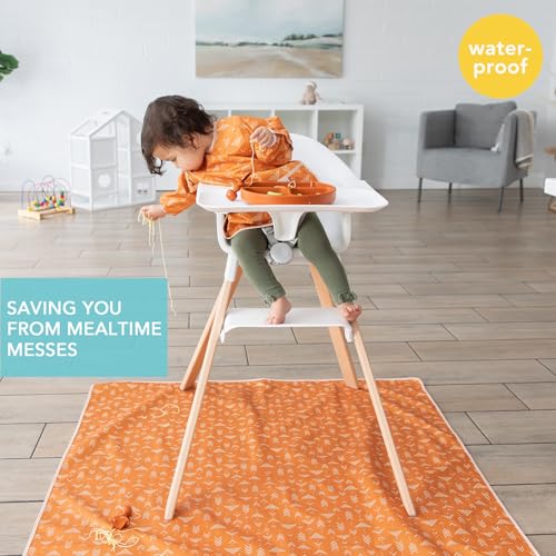 Bumkins Baby Splat Mat for Under High Chair Babies Toddlers Eating Mess Mat Waterproof Reusable Cloth for Arts and Crafts Playtime Mat for Kids Floors or Tables Fabric 42inx42in Boho Orange - Image 3
