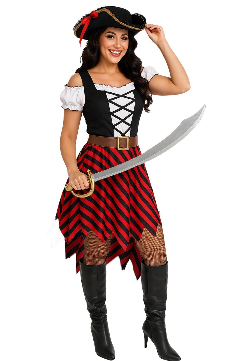 Morph Adult Pirate Costume for Women - Dress, Outfit, Female Wench, Halloween Costume, Large - Image 1