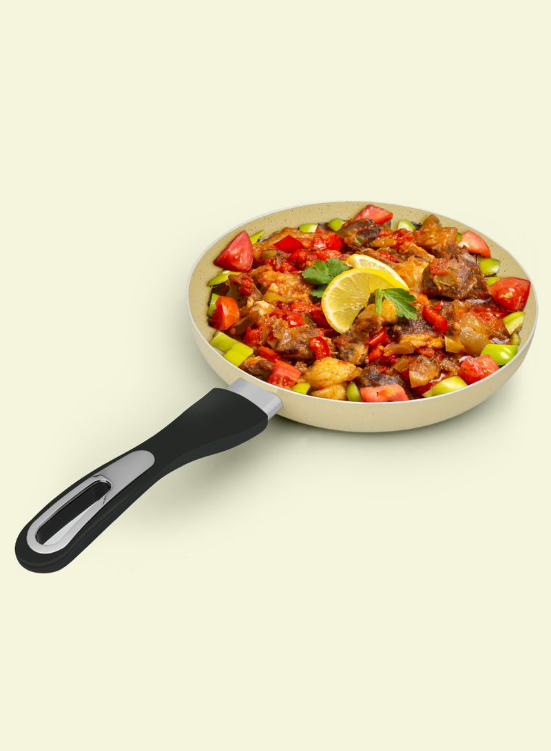 Impex 8 Pcs Nonstick Granite Coated Cookware Set with Lids – 5 Layer Super Granite Coating, Pure Virgin Aluminium, Heat Resistant Handles – Includes Casserole With Lid (24*11cm), Casserole With Lid (20*9.5cm), Casserole With Lid (18*8.5cm), Frypan (24*5cm), & Nylon Turner – Ivory Color, NCB 7108BG - Image 5