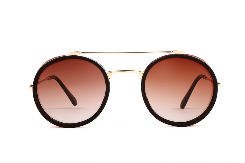 VEGAS Full Rim Round Unisex Saddle Brown  Sunglasses V2099 C4 - Image 1