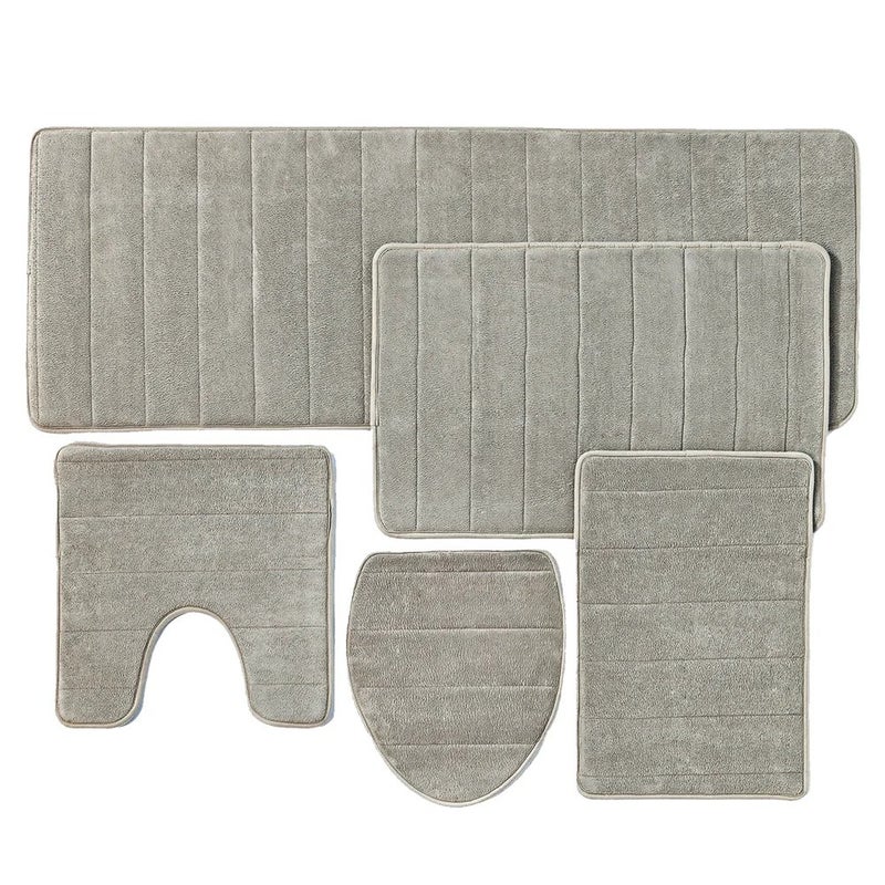 Y&D FMT Cheap Memory Foam Water Absorbent Bathroom Mat Set (5 Piece) - Bath Rugs for Bathroom, Non-Slip & Ultra Soft - Image 5