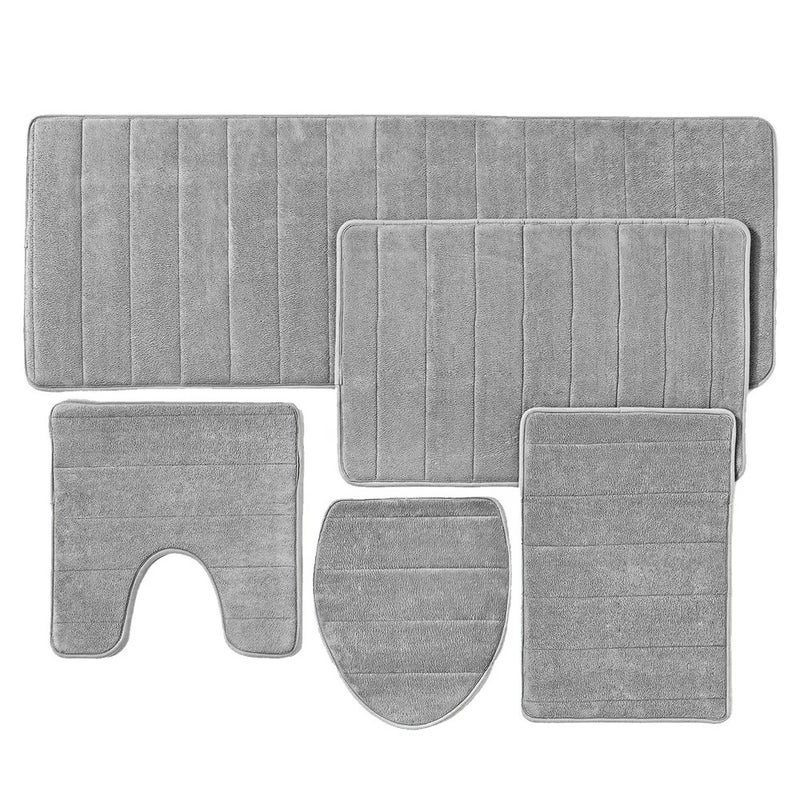Y&D FMT Cheap Memory Foam Water Absorbent Bathroom Mat Set (5 Piece) - Bath Rugs for Bathroom, Non-Slip & Ultra Soft - Image 3