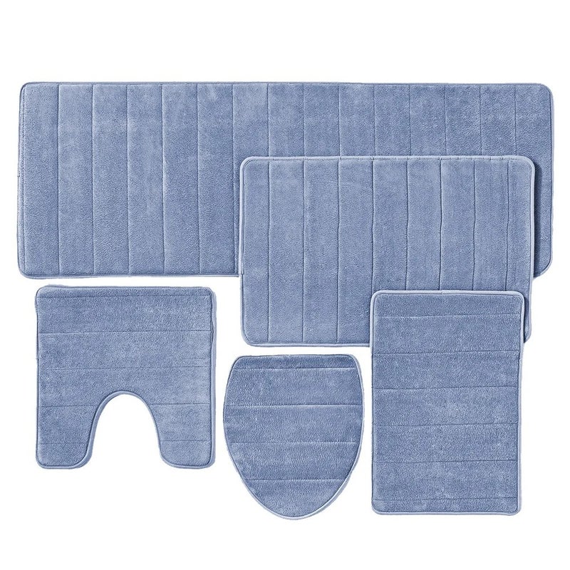 Y&D FMT Cheap Memory Foam Water Absorbent Bathroom Mat Set (5 Piece) - Bath Rugs for Bathroom, Non-Slip & Ultra Soft - Image 2