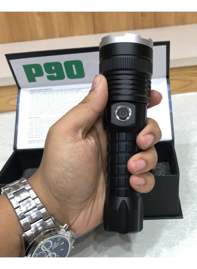 P90 Super Light Rechargeable LED Flashlight, High Lumens Super Bright Powerful Flash Lights, Handheld Flashlight - Image 5