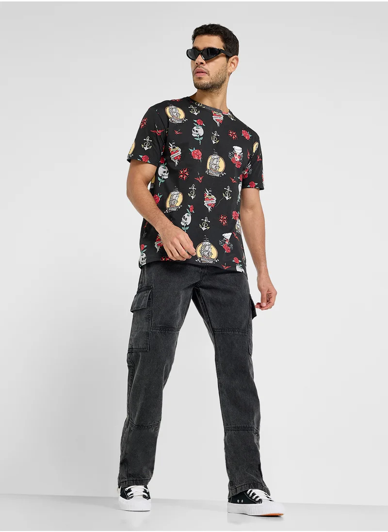 BRAVE SOUL Loose Fit Cargo Denim Jeans