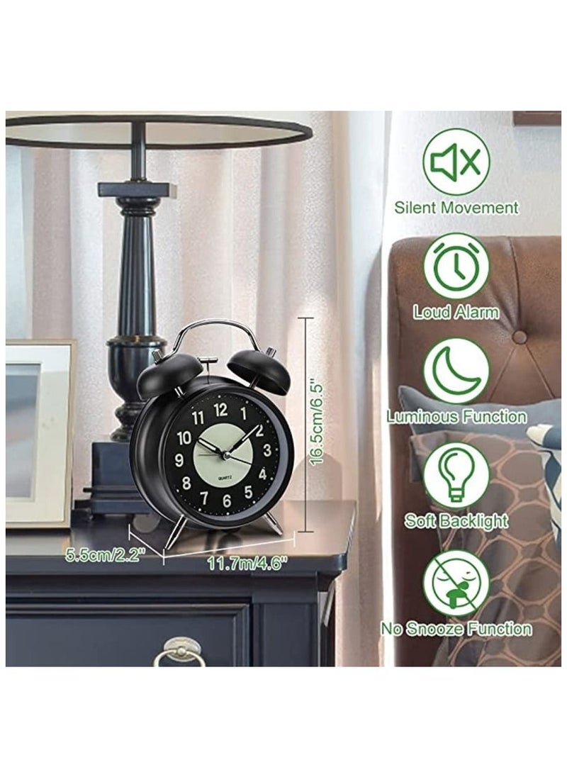 MIRFA - Twin Bell Alarm Clock, Loud Alarm Clock with Backlight for Bedroom, Twin Bell Alarm Clock for Bedside Desk Back for School Home and Office - Image 1