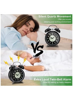MIRFA Twin Bell Alarm Clock, Loud Alarm Clock with Backlight for Bedroom, Twin Bell Alarm Clock for Bedside Desk Back for School Home and Office  - Image 3