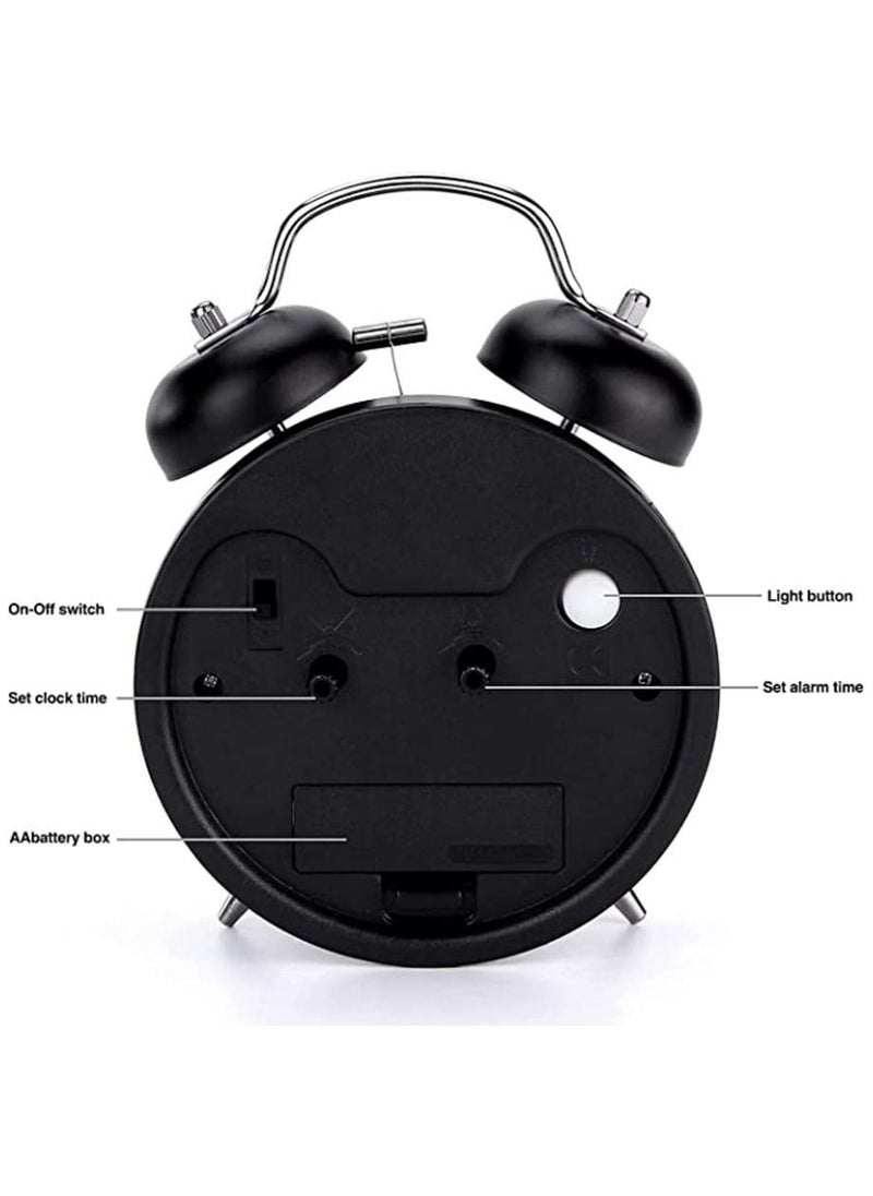 MIRFA - Twin Bell Alarm Clock, Loud Alarm Clock with Backlight for Bedroom, Twin Bell Alarm Clock for Bedside Desk Back for School Home and Office - Image 1