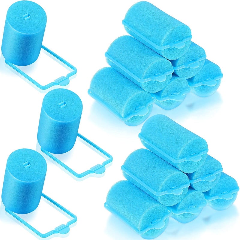 Geyoga 18 Pieces Blue Foam Hair Rollers Large Hair Curlers Sponge Rollers for Heatles to Sleep in a Curl for Women's Short and Long Hairs Styling (1.4 x 2.6 Inches) - Image 1