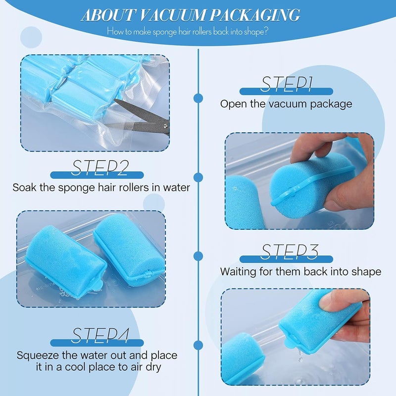 Geyoga 18 Pieces Blue Foam Hair Rollers Large Hair Curlers Sponge Rollers for Heatles to Sleep in a Curl for Women's Short and Long Hairs Styling (1.4 x 2.6 Inches) - Image 4