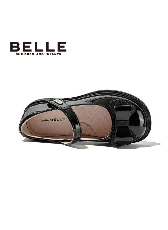 Belle Children's Leather Shoes Girls Student Shoes Spring And Autumn Performance Shoes Children's Day Casual Single Shoes Black Size 34 - Image 3
