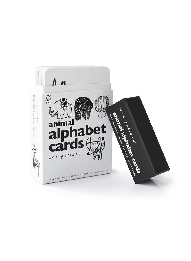 Wee Gallery Educational Flashcards for Babies, Black and White Animal Alphabet Learning Cards, Double Sided, Ideal for Visual Stimulation, Cognitive Development in Babies and Toddlers - Image 2