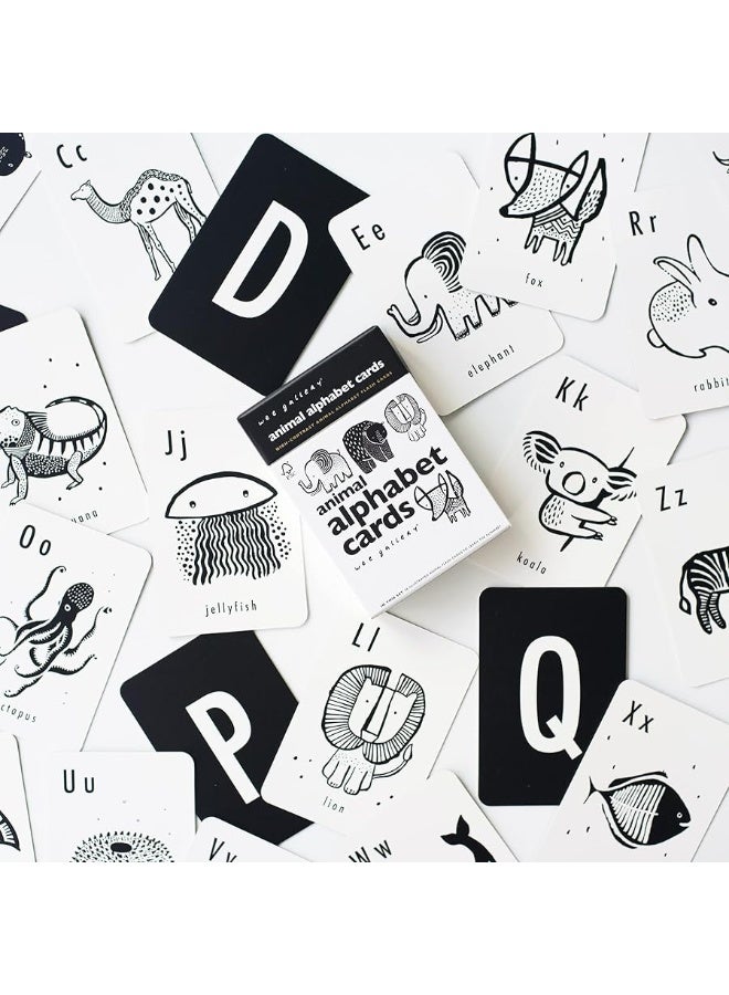 Wee Gallery Educational Flashcards for Babies, Black and White Animal Alphabet Learning Cards, Double Sided, Ideal for Visual Stimulation, Cognitive Development in Babies and Toddlers - Image 4