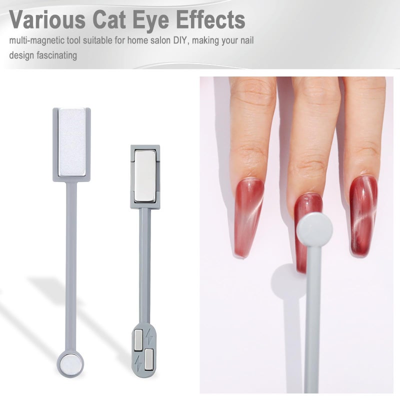 Allstarry Cat Eye Magnet for Nails, Double-head Strong Nail Magnet Stick Magnet for Nails Flower Design Cat Eye Magnet Pen Plate Wand Board Nail Magnets for Nail Art Cat Eye Gel Nail Polish - Image 5
