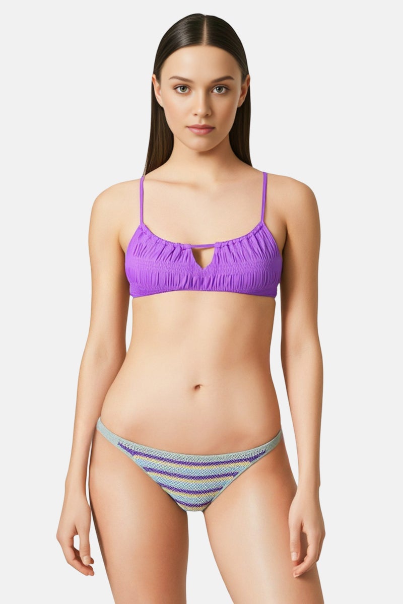 Bershka Women Solid Bikini Top, Purrple - Image 1