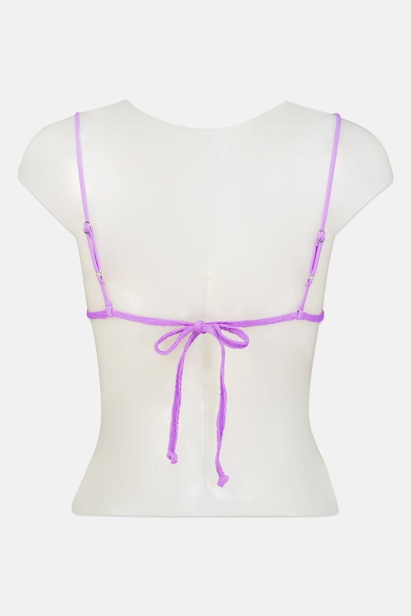Bershka Women Solid Bikini Top, Purrple - Image 2