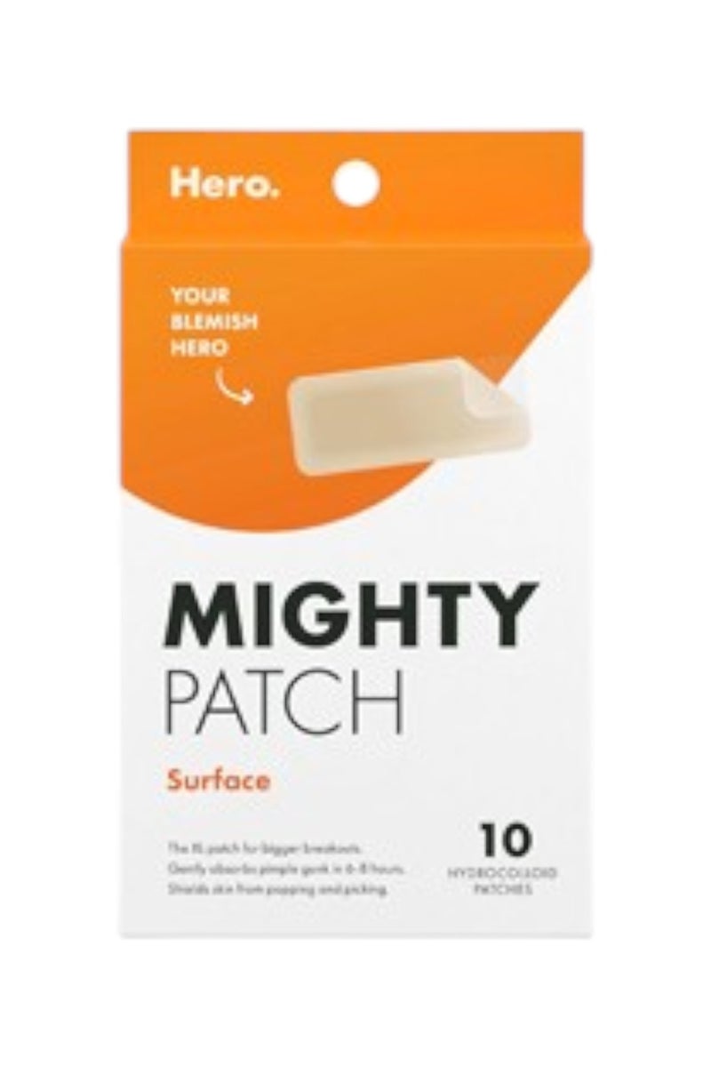 Mighty Patch Large Acne Spot Treatment Hydrocolloid 10 Count for Body and Larger Breakouts on Cheek, Forehead, Chin Vegan Cruelty-Free 50% Better Absorbency Mighty Patch - Image 1