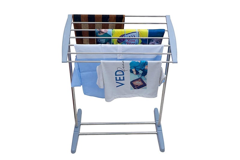 REPLEX Multifunctional Stainless Steel and Plastic Made Mobile Towel and Cloth Rack Holder for Domestic Purposes Mini Cloth Rack - Image 1