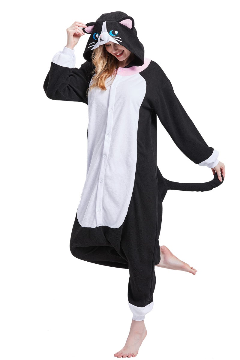 Magicalani Black Cat Onesie Adult – Soft Polyester Animal Pajamas | Cozy Winter Sleepwear & Cute for Men & Women - Image 4
