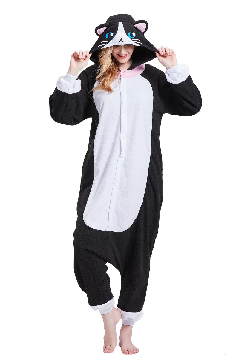 Magicalani Black Cat Onesie Adult – Soft Polyester Animal Pajamas | Cozy Winter Sleepwear & Cute for Men & Women - Image 2