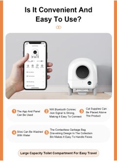 Kidle Wifi Automatic Cat Litter Box Extra Large Automatic Cat Litter Box with APP Control Self Cleaning Cat Litter Box Smart Large Litter Box for Multiple Cat Prevent leakage Odor Smart Health Monitor  - Image 4