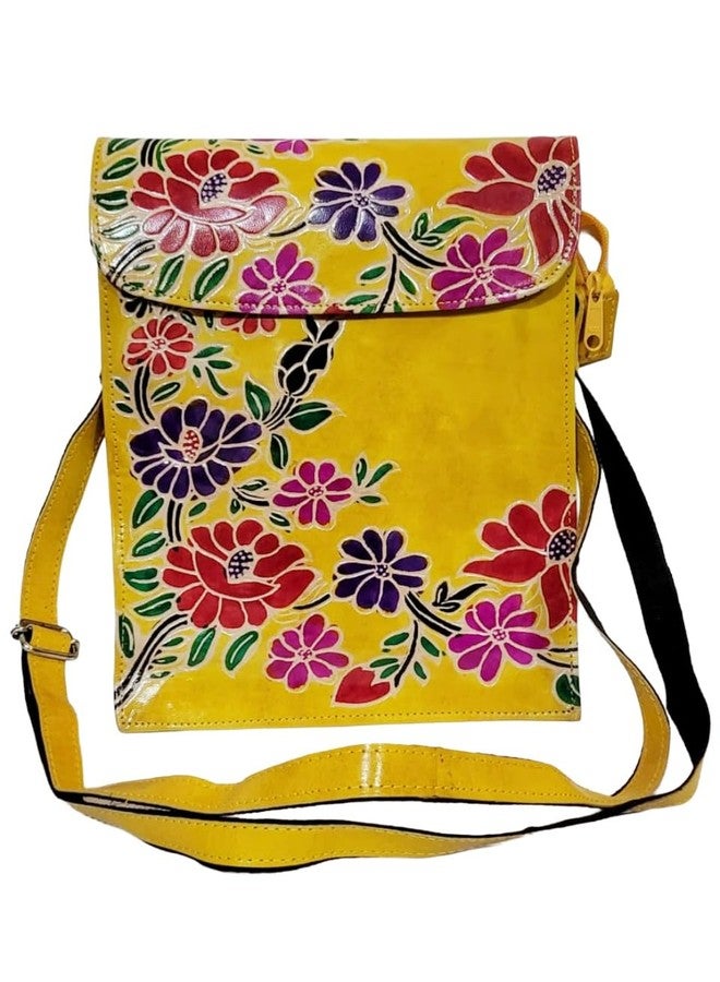 CLASSIQUE Shantiniketan Printed Crossbody Passport Sling Bag for Women 11 x 9 Inches (Yellow) - Image 1