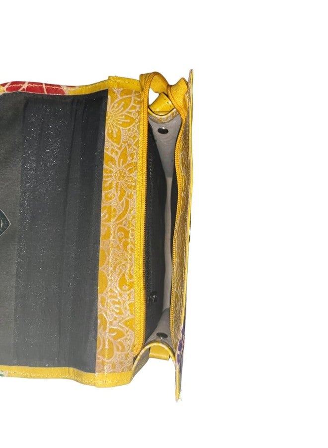 CLASSIQUE Shantiniketan Printed Crossbody Passport Sling Bag for Women 11 x 9 Inches (Yellow) - Image 5