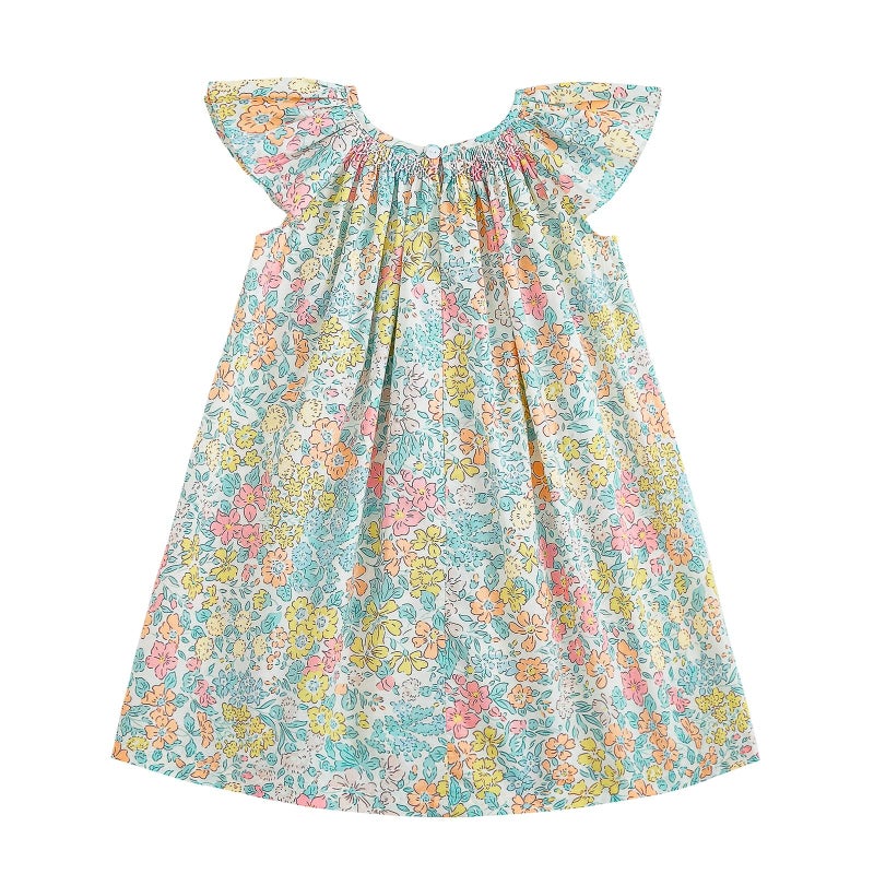 Simplee kids Baby Floral Dress Toddler Smocking Dress Little Girls Casual Dress Floral Print Sundress for Spring Summer 12M-6T - Image 3