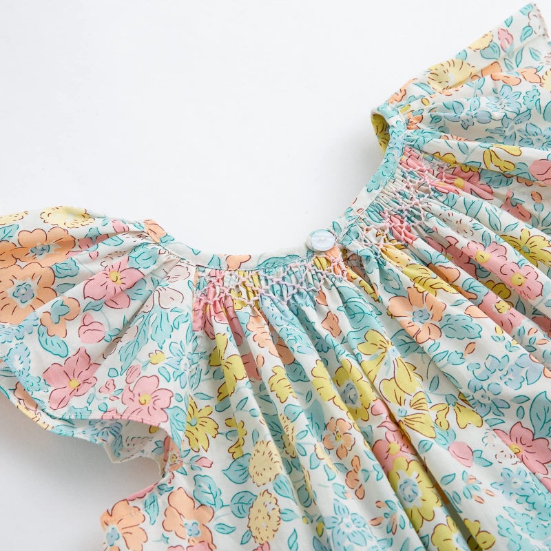 Simplee kids Baby Floral Dress Toddler Smocking Dress Little Girls Casual Dress Floral Print Sundress for Spring Summer 12M-6T - Image 5