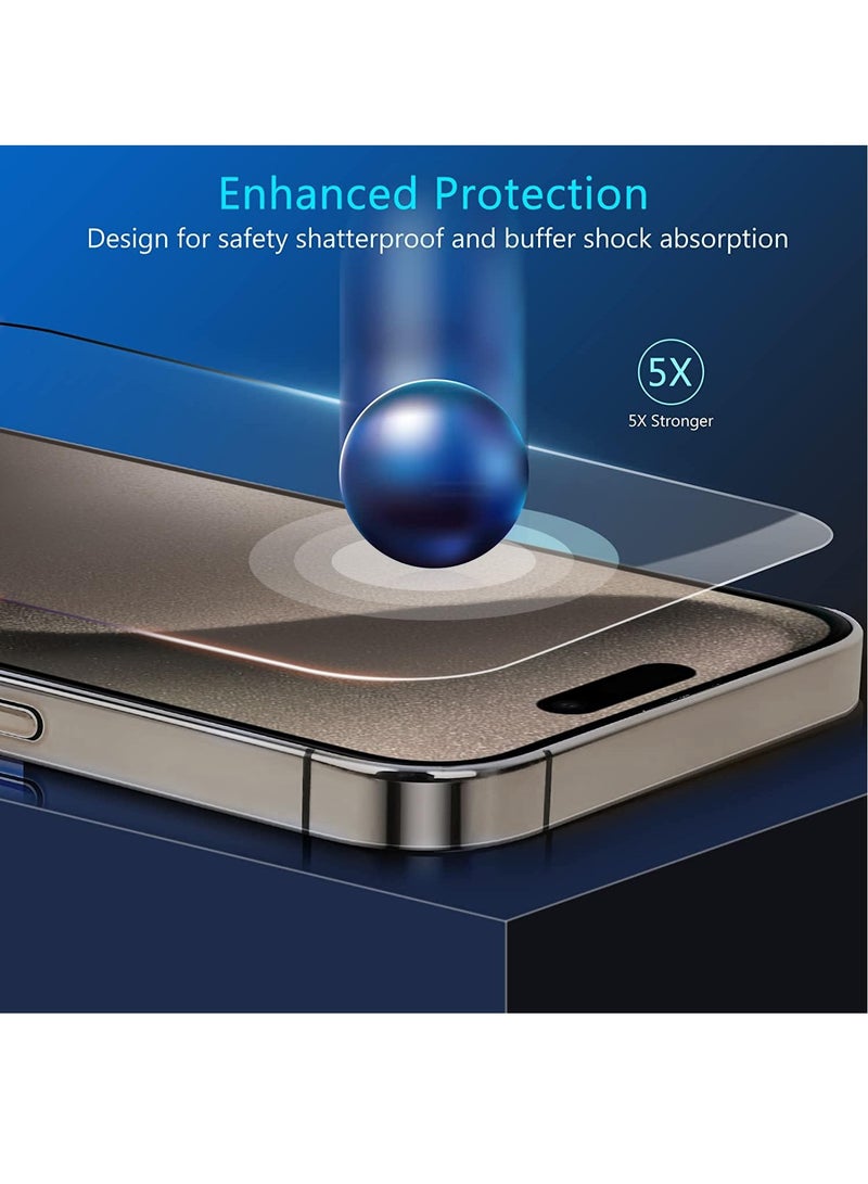 BORTONY iPhone 15 Plus Screen Protector 6.7 Inch【Pack of 2】9H Diamond Series Full-Coverage HD Tempered Glass Screen Protector Easy Installation Clear - Image 3