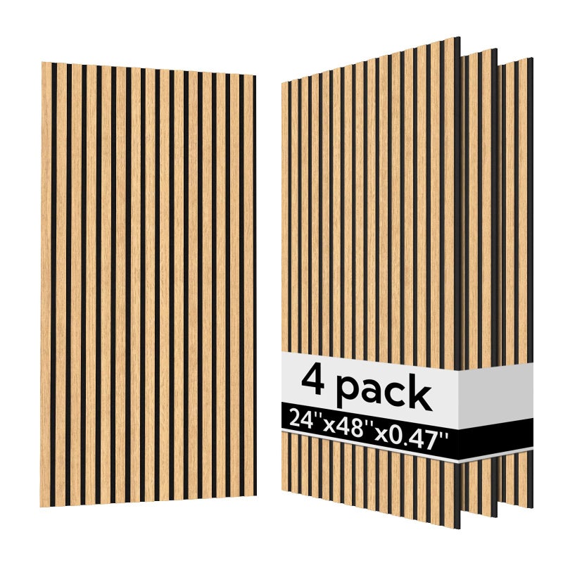 Olanglab Acoustic Wood Wall Panels 4 Pack, Sound Dampening Wood Slat Wall Panels 23.6" x 47.2", Cool Oak - Image 1