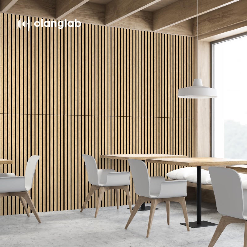 Olanglab Acoustic Wood Wall Panels 4 Pack, Sound Dampening Wood Slat Wall Panels 23.6" x 47.2", Cool Oak - Image 3