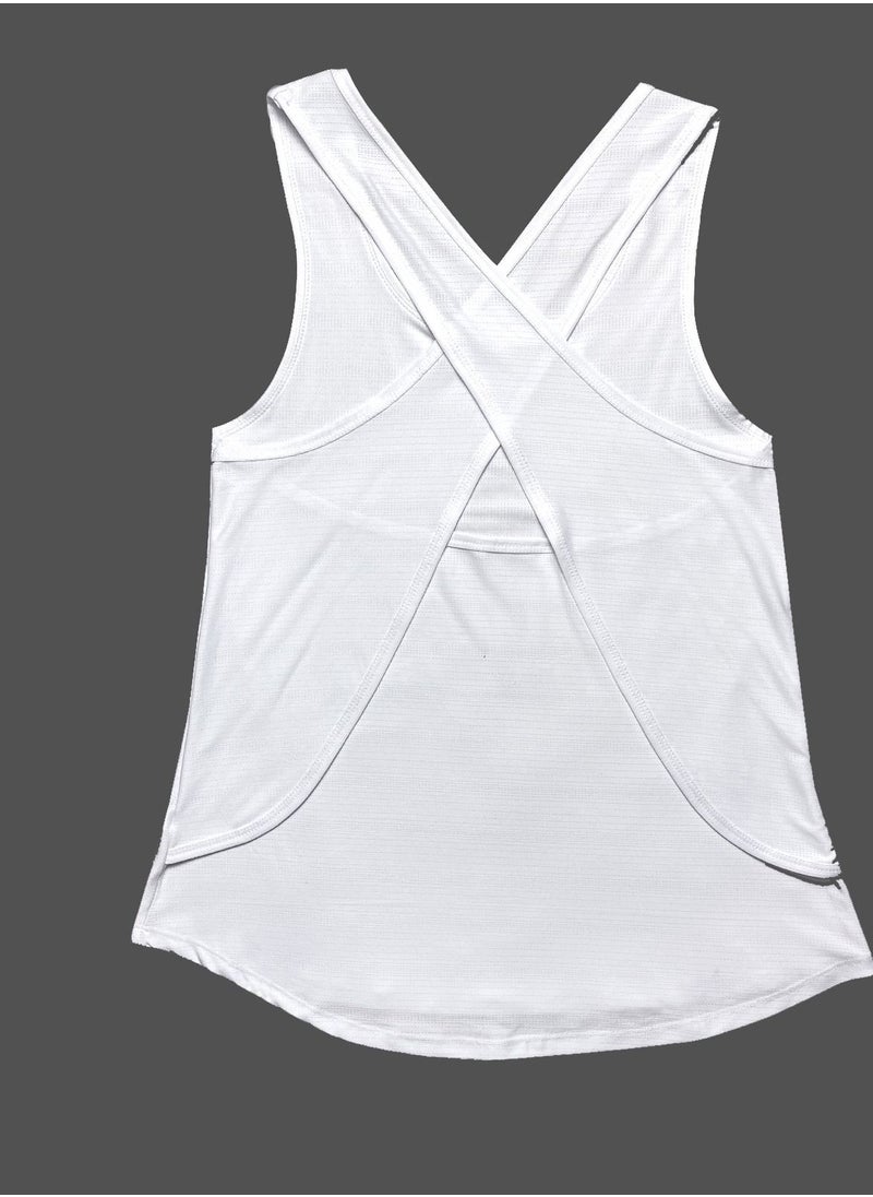 Loquat - Women's Quick drying Cross Back Sports Vest White - Image 1