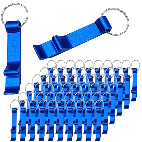 MTOMDY 50 Pcs Bottle opener Keychain Bulk,Soda Beverage Beer Bottle Opener Keychain,Bottle Openers Aluminum Beer Bottle Opener Claw Beverage Keychain Ring for Kitchen,Wedding, Bar,Party(blue) - Image 1