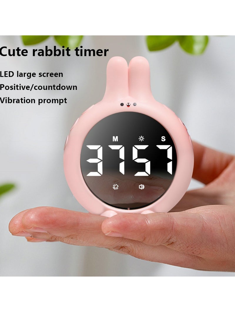 Rabbit Kitchen Timer, Cute Digital Cooking Timer, Large LED Display, 99 Minutes Countdown Up, Vibrating Timer, Pink - Image 3