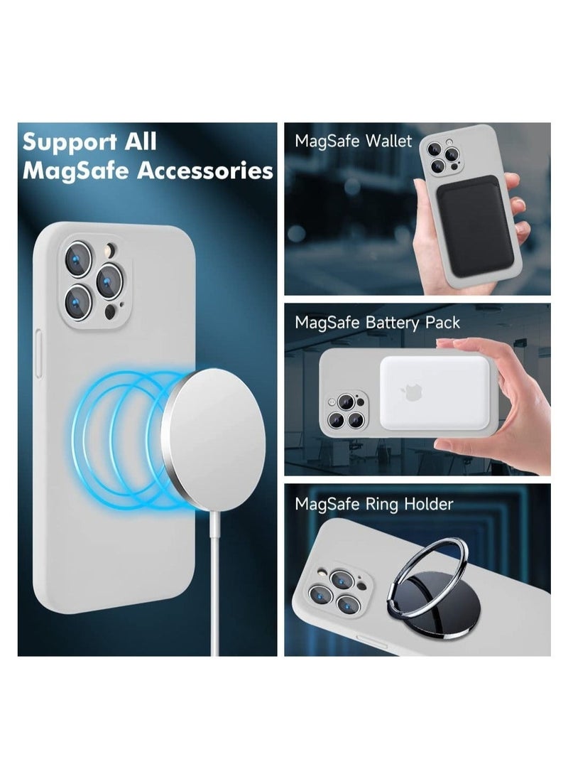 Raxoom Silicone Magnetic Case for iPhone 13 Pro Max with 2 Pack Tempered Glass Screen Protector Magsafe Case - Image 2
