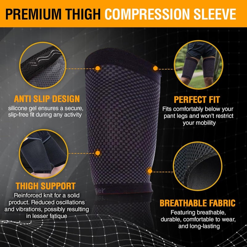 Doc Miller Thigh Compression Sleeve for Men Women 1 Pair – Quad & Thigh Compression Wrap - Braces for Thigh Pain Muscle Recovery - Hamstring Compression Sleeve Silicone Band - 1 Pair - Image 3