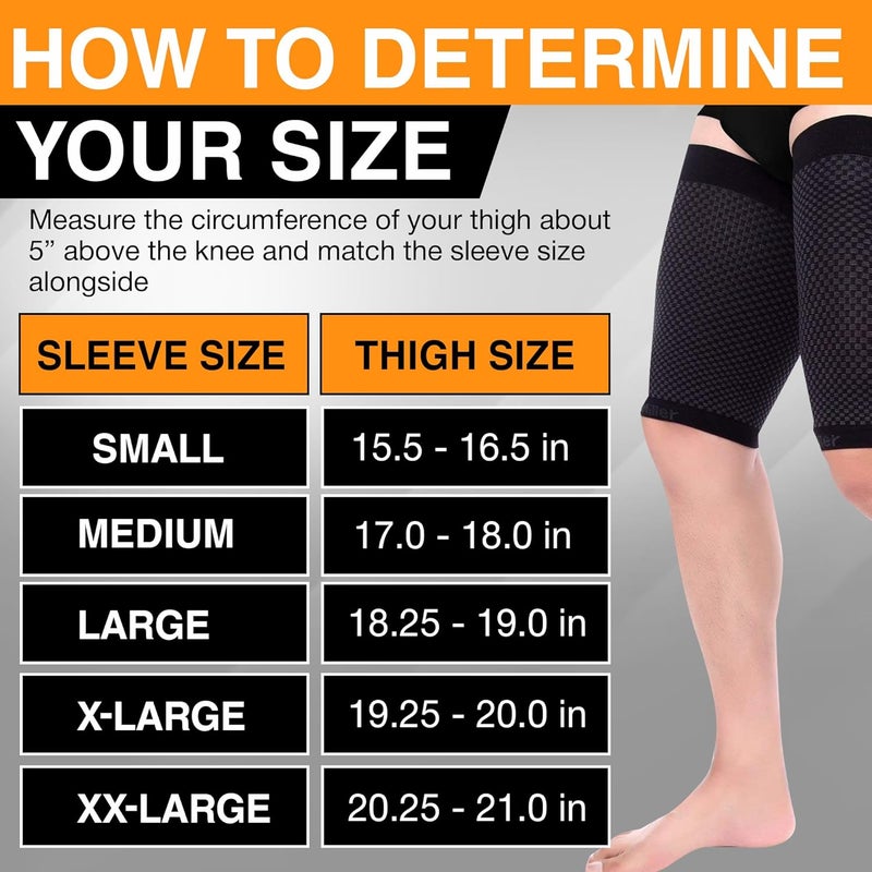 Doc Miller Thigh Compression Sleeve for Men Women 1 Pair – Quad & Thigh Compression Wrap - Braces for Thigh Pain Muscle Recovery - Hamstring Compression Sleeve Silicone Band - 1 Pair - Image 4