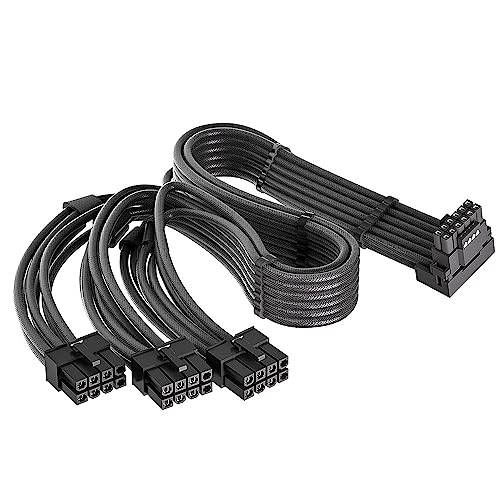 JOYJOM 12VHPWR 90 Degree Right Angle Adapter for Corsair 12VHPWR 16AWG 600W PCIE 5.0 12+4 16 Pin for RTX 4090 4080 3090TI 4070Ti GPU, 3X 8 Pin ONLY for Corsair Modular Power Supply (Type B) - Image 1