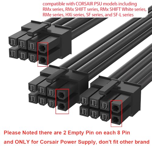 JOYJOM 12VHPWR 90 Degree Right Angle Adapter for Corsair 12VHPWR 16AWG 600W PCIE 5.0 12+4 16 Pin for RTX 4090 4080 3090TI 4070Ti GPU, 3X 8 Pin ONLY for Corsair Modular Power Supply (Type B) - Image 5