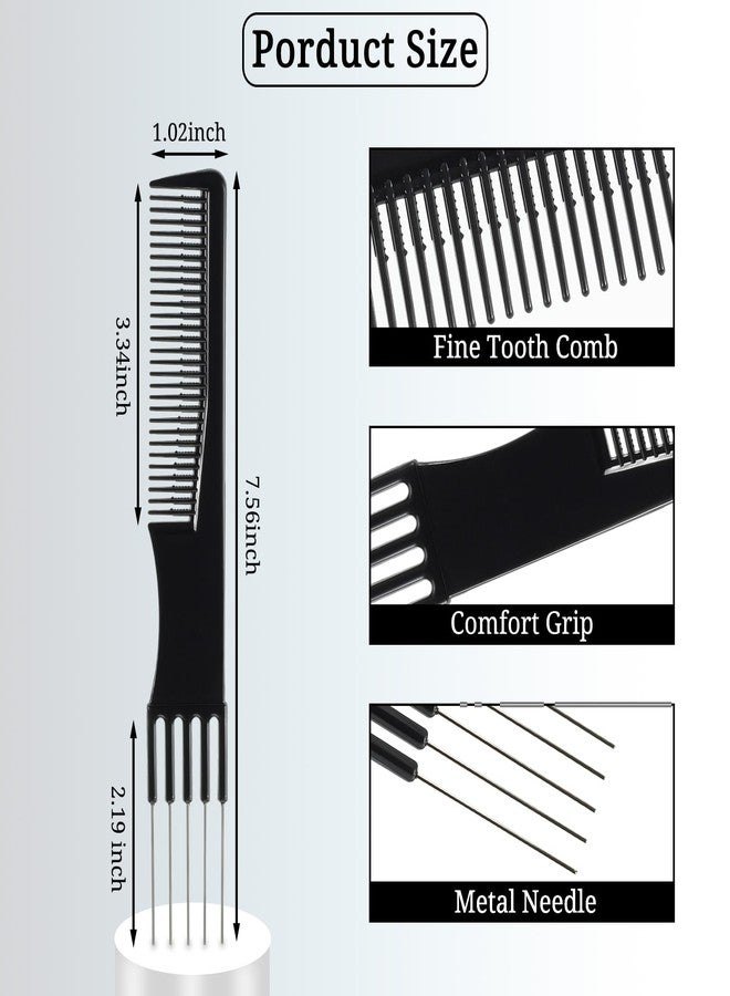 SIMPOR 2 Pcs Teasing Comb with Metal Pick, Lift Teasing Combs for Women, Lift Hair Comb for Hair Styling - Image 2