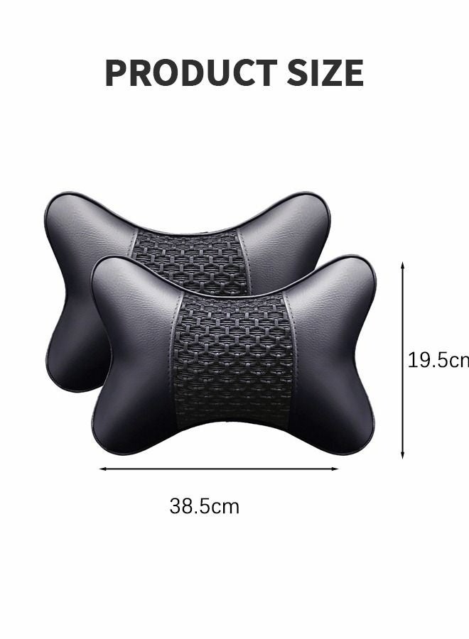 LJRN Car Neck Pillows, Pu Leather 2 pieces Pack Headrest Fit for Most Cars,Neck Rest Cushions, Relaxing Neck Support headrests, Automotive Interior - Image 4
