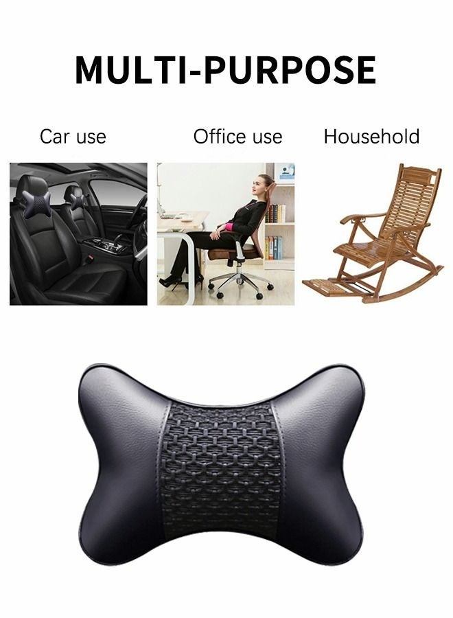 LJRN Car Neck Pillows, Pu Leather 2 pieces Pack Headrest Fit for Most Cars,Neck Rest Cushions, Relaxing Neck Support headrests, Automotive Interior - Image 5