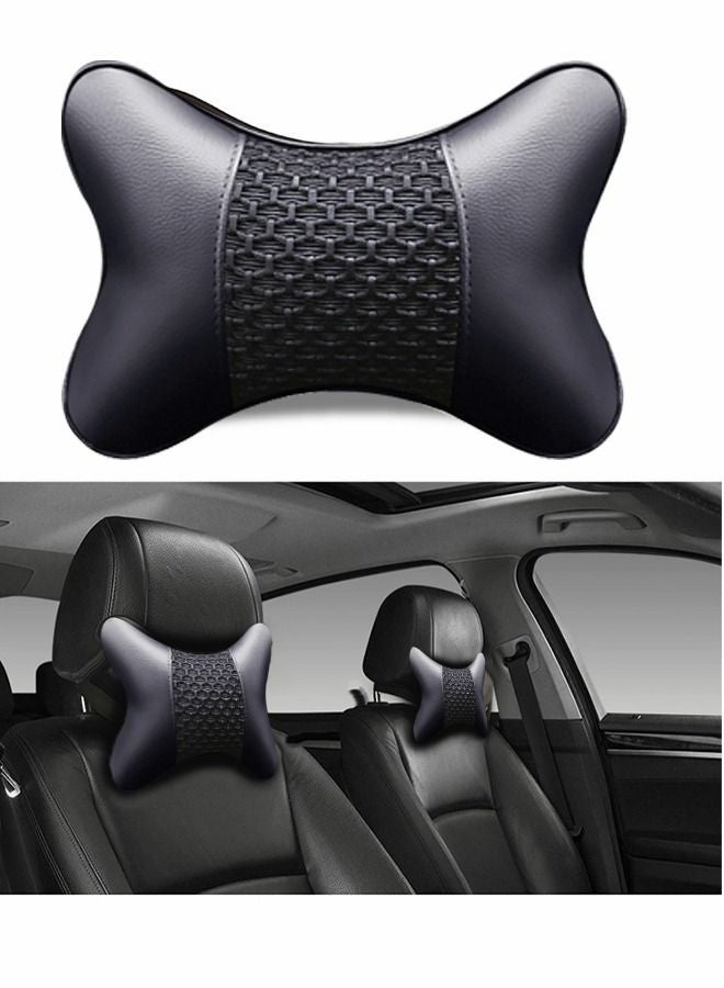 LJRN Car Neck Pillows, Pu Leather 2 pieces Pack Headrest Fit for Most Cars,Neck Rest Cushions, Relaxing Neck Support headrests, Automotive Interior - Image 3